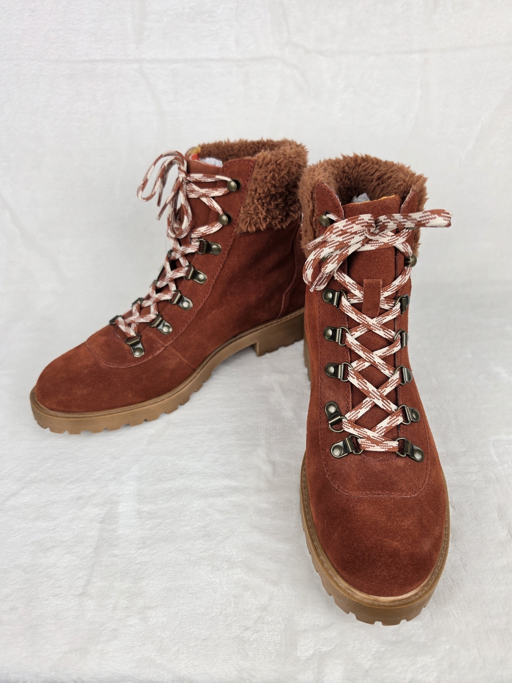 Dingo Telluride DI120 Women's 9.5 Rust Suede‎ Fur Lined Hiker Boot Lace Up NWT